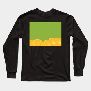 Green Background and Orange Slices Long Sleeve T-Shirt